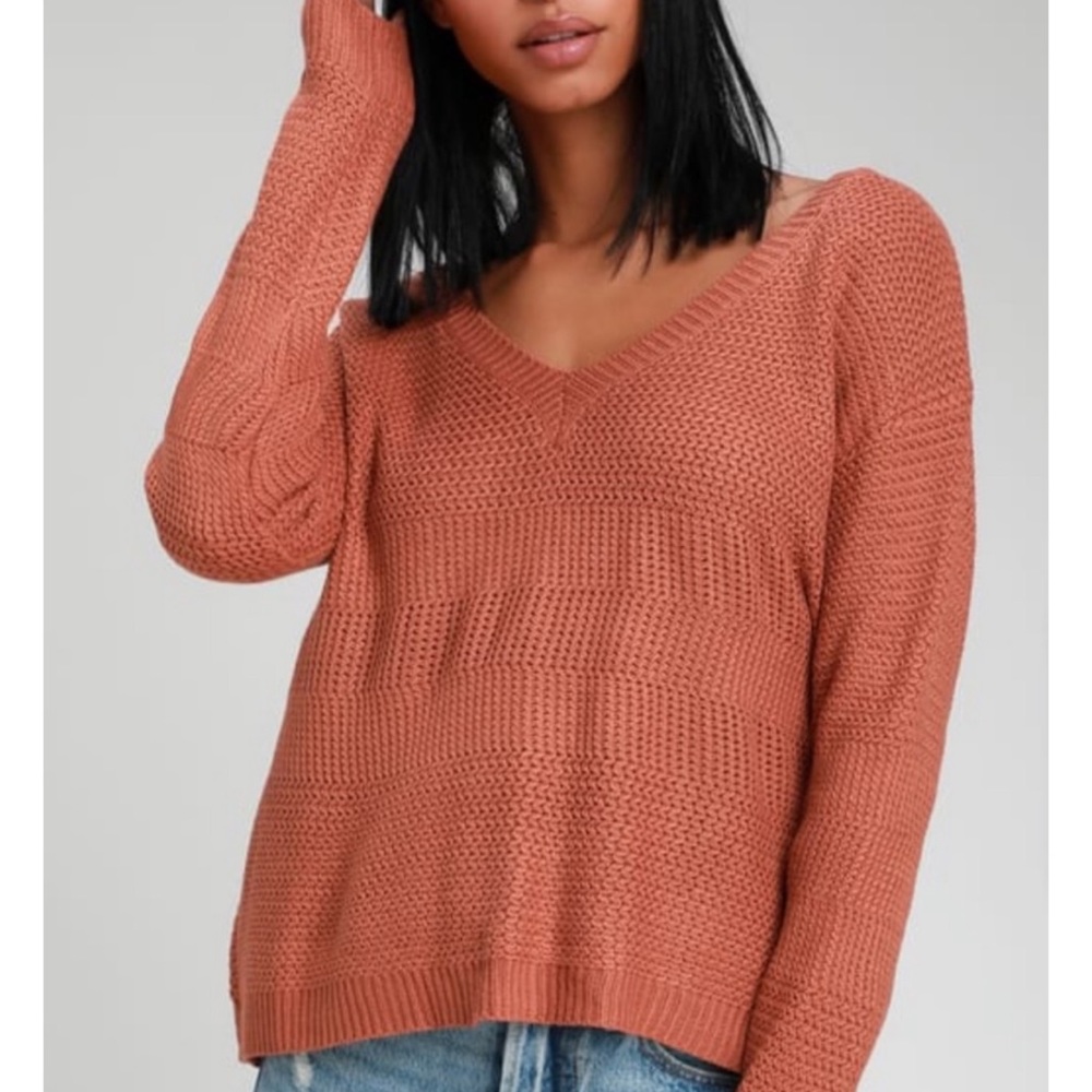 Lulu’s Orange Cuddles & Kisses Knit Pullover Sweater
